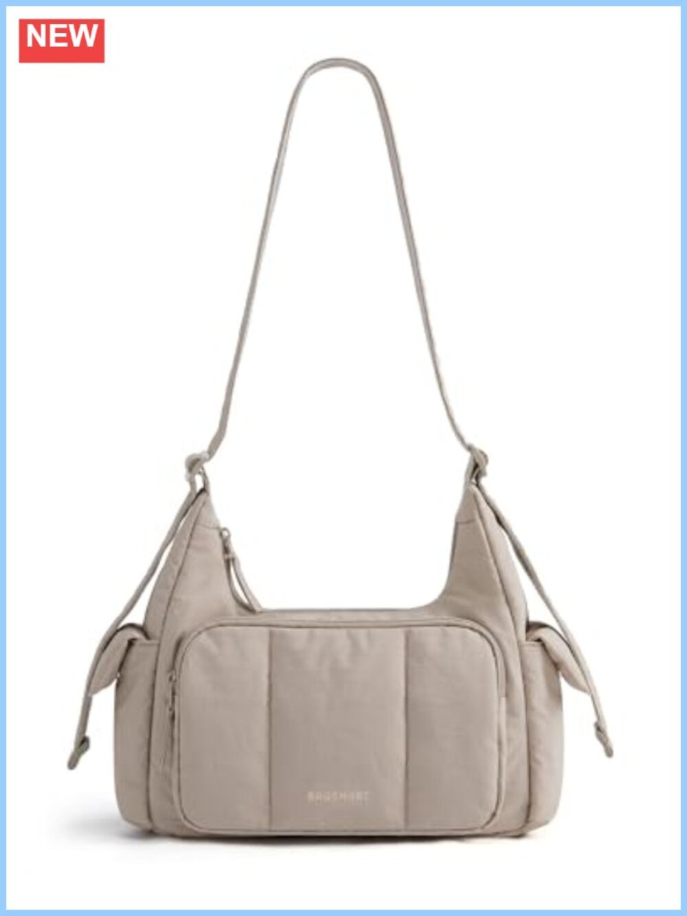 Quilted Nylon Crossbody Hobo Bag Waterproof Adjustable Strap Small